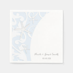 White Starfish Blue Beach Elegant Wedding Servetten