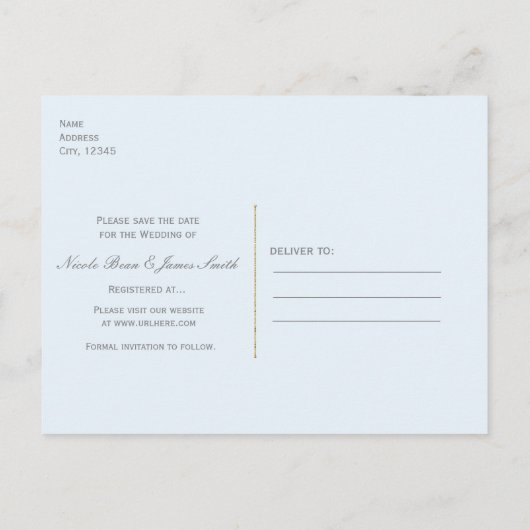 White Starfish Blue Beach Weddenschap Save the Dat Aankondigingskaart (Achterkant)