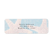 White Starfish & Blue Burlap Beach Invitation Etiket (Voorkant)