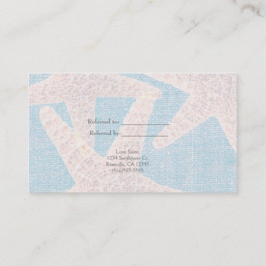 White Starfish & Blue Burlap Beach Refer a Friend Aanbevelingskaartje (Achterkant)