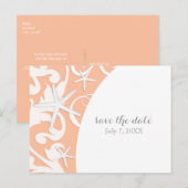 White Starfish Coral Beach Weddenschap Save the Da Aankondigingskaart (Voorkant / Achterkant)