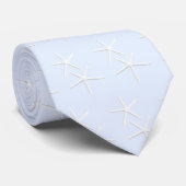 White Starfish Couple Pattern op Bleek blauw Strop Stropdas (Opgerold)