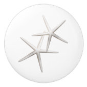 White Starfish Elegant Keramische Knop (Voorkant)
