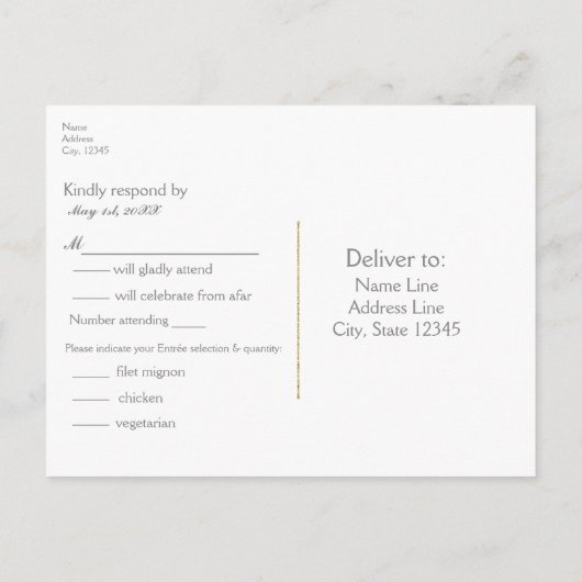 White Starfish Gold Beach Elegant Wedding RSVP Uitnodiging Briefkaart (Achterkant)