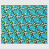 White Starfish in Holly Kerstmis Aqua Cadeaupapier (Vlak)