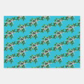White Starfish in Holly Kerstmis Aqua Inpakpapier Vel (Voorkant 3)