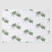 White Starfish in Holly-kerstpapier Tissuepapier (Voorkant)