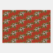 White Starfish in Holly KerstRed Inpakpapier Vel (Voorkant 3)