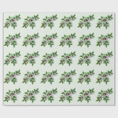 White Starfish in Holly Pattern Bleek Green Cadeaupapier (Vlak)