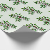 White Starfish in Holly Pattern Bleek Green Cadeaupapier (Hoek)