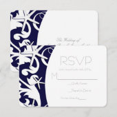 White Starfish Navy Beach Elegant Wedding RSVP (Voorkant / Achterkant)