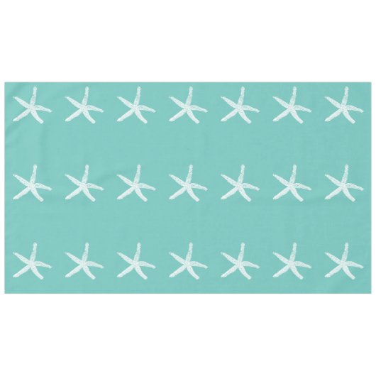 White Starfish Patronen Blauwgroen Blauwe Aangepas Tafelkleed (Voorkant (Horizontaal))