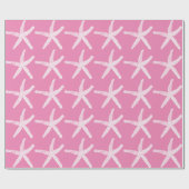 White Starfish Patronen Light Roze kerst Cadeaupapier (Vlak)