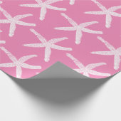 White Starfish Patronen Light Roze kerst Cadeaupapier (Hoek)