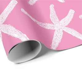 White Starfish Patronen Light Roze kerst Cadeaupapier