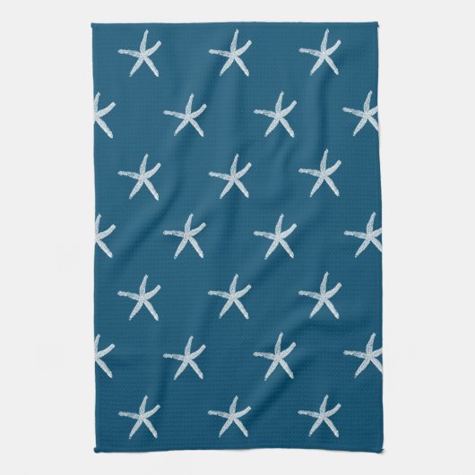 White Starfish Patronen Ocean Blue Custom Cute Theedoek (Verticaal)