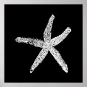 White Starfish Pattern Black Aangepaste kleur eleg Poster (Voorkant)