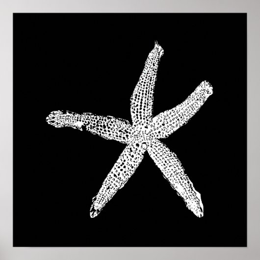 White Starfish Pattern Black Aangepaste kleur eleg Poster (Voorkant)