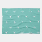 White Starfish Pattern Blauwgroen Blue Nautical Be Theedoek (Horizontaal)