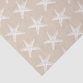 White Starfish Pattern Coastal Nautical Tissuepapier (Detail)