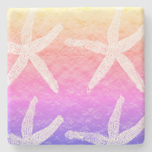 White Starfish Pattern Golden Foil roze Paars Stenen Onderzetter