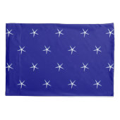 White Starfish Pattern Navy Blue Custom Nautical Kussensloop (Achterkant)