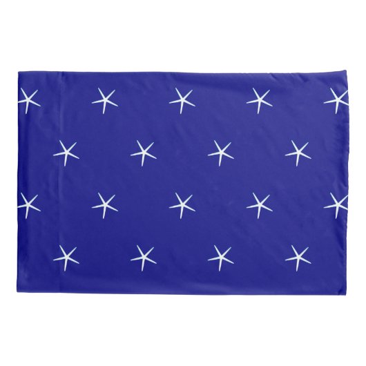White Starfish Pattern Navy Blue Custom Nautical Kussensloop (Achterkant)