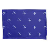 White Starfish Pattern Navy Blue Custom Nautical Kussensloop (Voorkant)