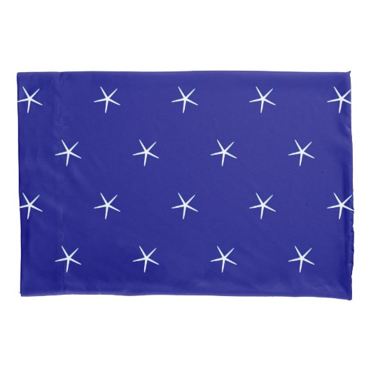 White Starfish Pattern Navy Blue Custom Nautical Kussensloop (Voorkant)