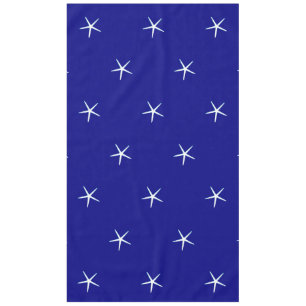 White Starfish Pattern Navy Blue Custom Nautical Tafelkleed