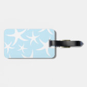 White Starfish Pattern op Light Blue. Bagagelabel (Achterkant horizontaal)