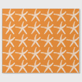 White Starfish Pattern Oranje Beach Kerstmis Cadeaupapier (Vlak)