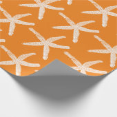 White Starfish Pattern Oranje Beach Kerstmis Cadeaupapier (Hoek)