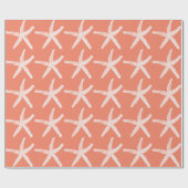 White Starfish Pattern Salmon roze Oranje Cute Cadeaupapier (Vlak)
