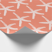 White Starfish Pattern Salmon roze Oranje Cute Cadeaupapier (Hoek)