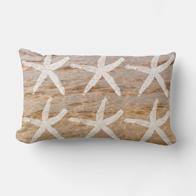 White Starfish Pattern Water Nautical Sandy Beach Kussen (Voorkant)
