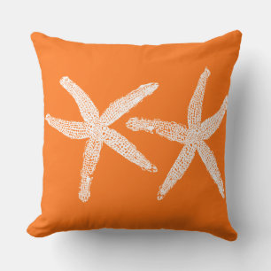 White Starfish Pumpkin Oranje Herfst Beach Cotton Kussen