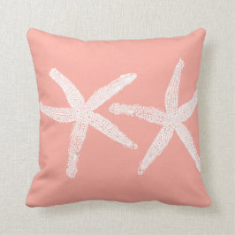 White Starfish Salmon roze Oranje Beach Cute 2020 Kussen
