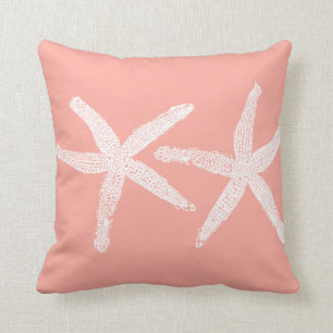 White Starfish Salmon roze Oranje Beach Cute 2020 Kussen