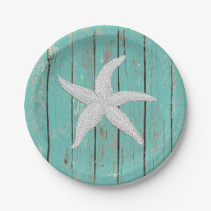 White Starfish Your Color Wood Personalizeren Papieren Bordje