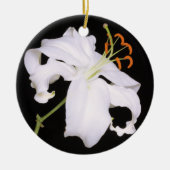 White Stargazer Lily Keramisch Ornament (Voorkant)