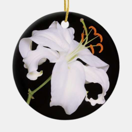 White Stargazer Lily Keramisch Ornament (Voorkant)