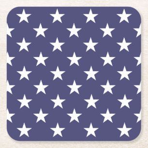 White Stars Patriotic American Flag Pattern Kartonnen Onderzetters