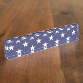 White Stars Patriotic American Flag Pattern Naambordje (Zijkant)