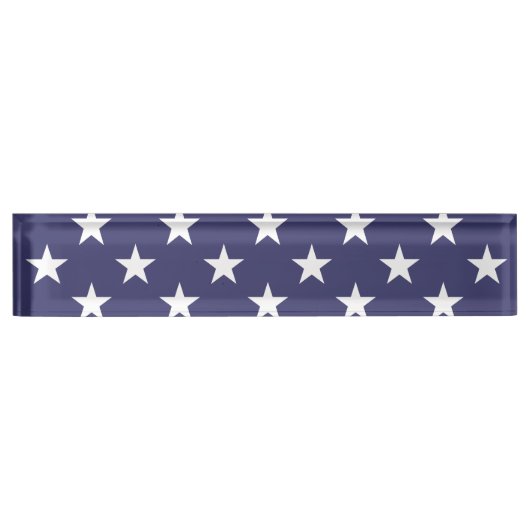 White Stars Patriotic American Flag Pattern Naambordje (Voorkant)