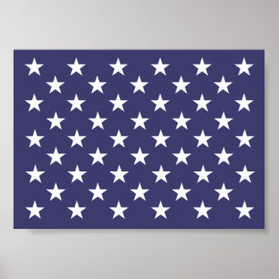 White Stars Patriotic American Flag Pattern Poster