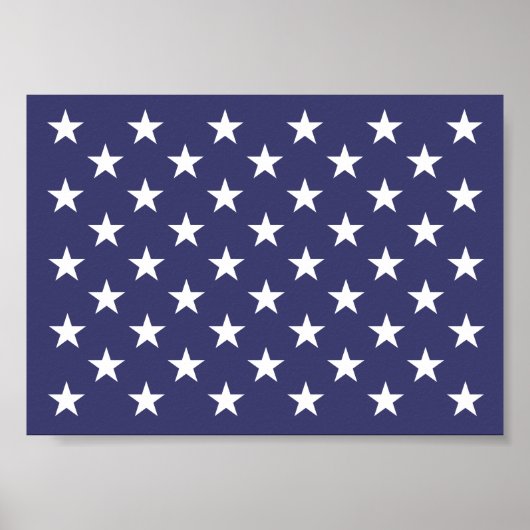 White Stars Patriotic American Flag Pattern Poster (Voorkant)