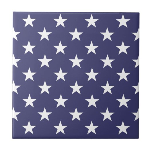 White Stars Patriotic American Flag Pattern Tegeltje (Voorkant)