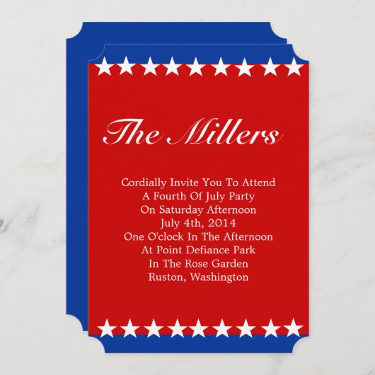 White Stars Patriottische Partij Uitnodiging (Voorkant / Achterkant)