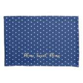 White Stars Pattern Gold Monogram Vlag Blauw Kussensloop (Voorkant)